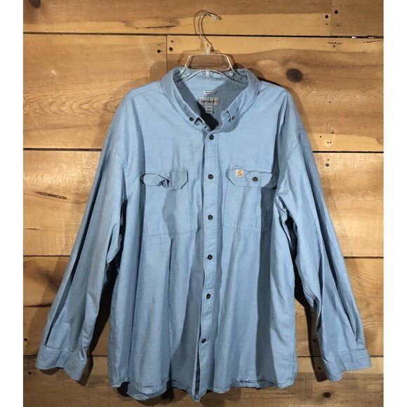 Carhartt Relaxed Fit Button Down Shirt Mens Size 3XL Long Sleeve Work Pockets - Picture 1 of 12